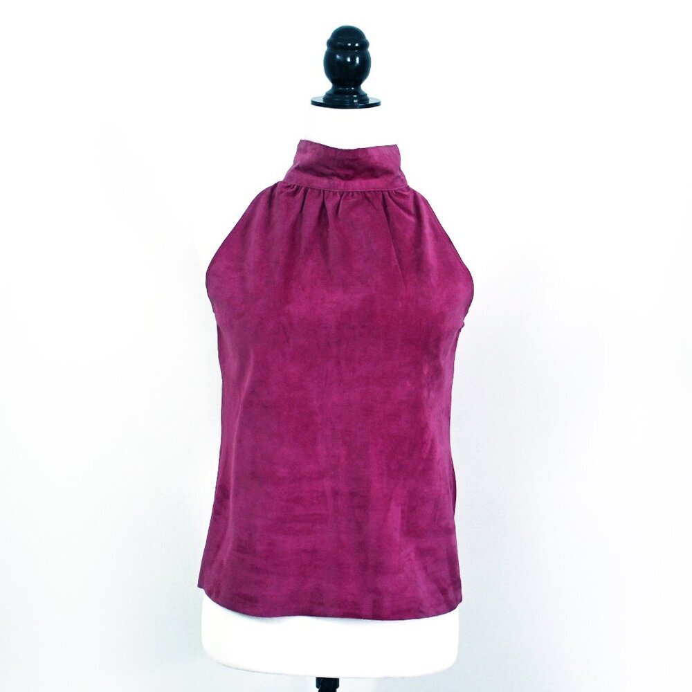 Vintage Suede Halter Top 1980s Disco Party Wilsons Suede & Leather Korea RARE